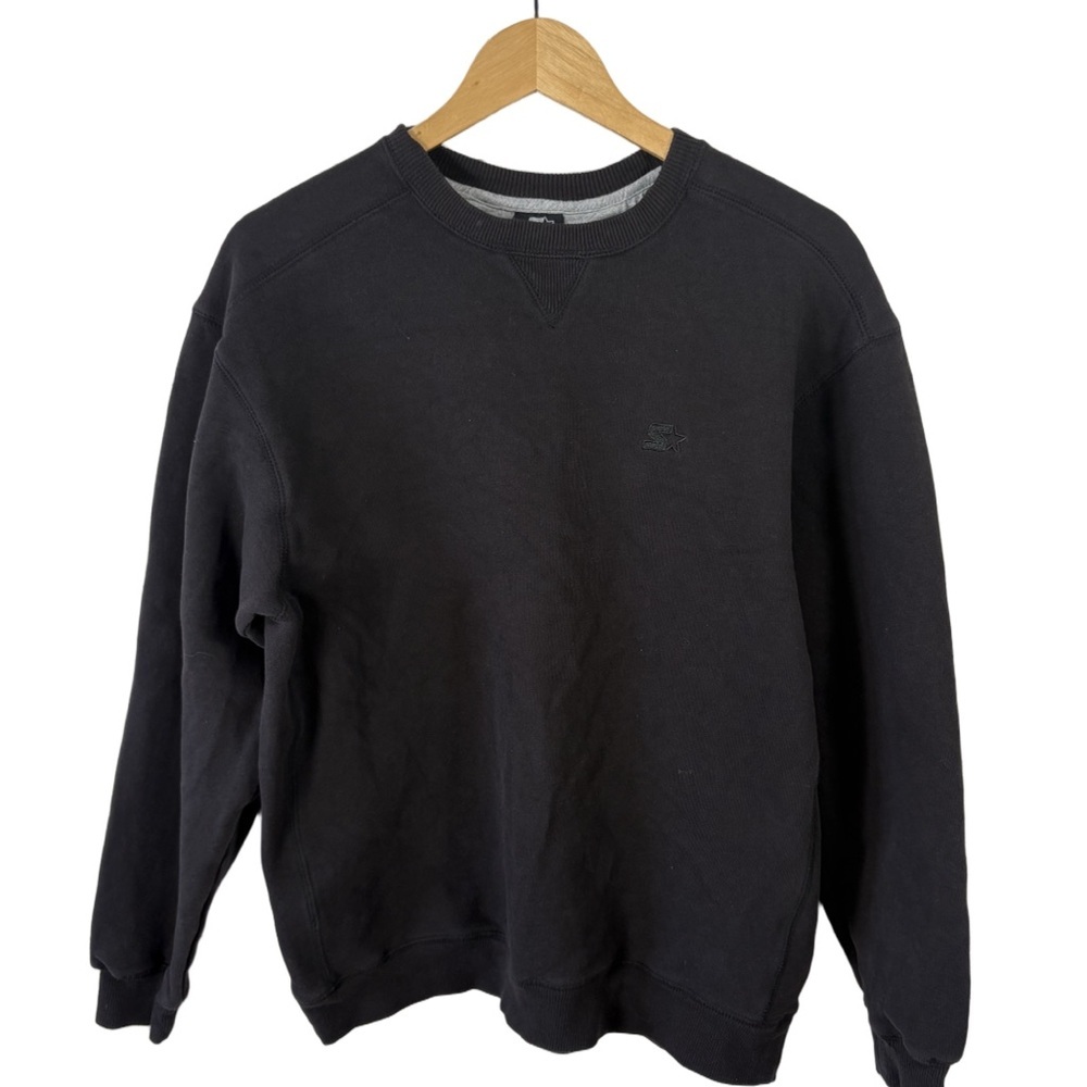 Starter Black Crewneck Sweatshirt Men’s M Logo Embroidery Cotton Blend